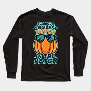 Coolest Pumpkin in the Patch halloween pumpkin wearing cool glass Long Sleeve T-Shirt